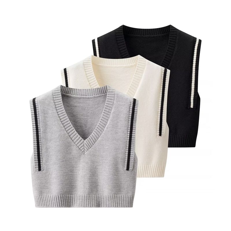 Za Autumn New Women clothes 2025 Western Style Versitile Fashion Short Loose Overlapping V-neck Sweater vest Vest