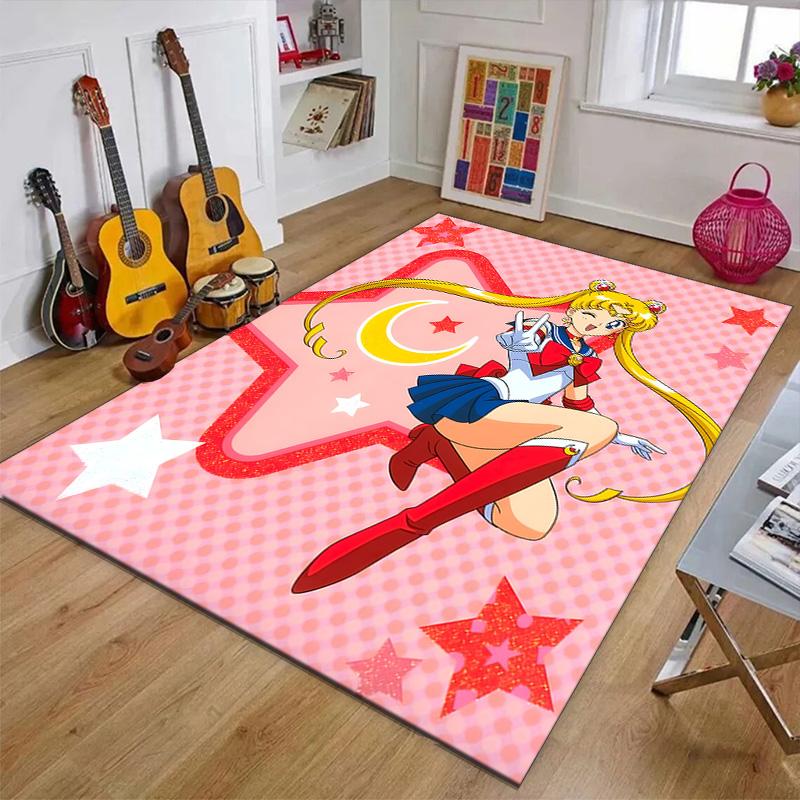Sailor Moon Printed Area Rug Carpet for Bedroom Living Room Home Decor Rugs Mat Non Slip Mat Rug for Bedside