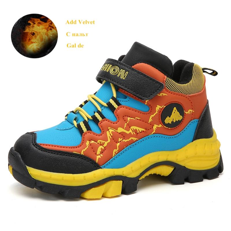 Winter Samt Kinder Sneaker Outdoor Rutschfeste Klaue Trekkingschuhe Kinder Trainer Warme Schneestiefel Jungen High Top Sportschuhe