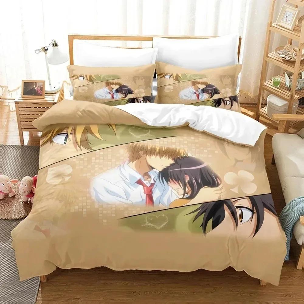 Anime Kaichou Wa Maid-Sama Usui Takumi Misaki Bedding Set Boys Girls Twin Queen Size Duvet Cover Pillowcase Bed Boys Adult EU Single(135*200cm)3pcs