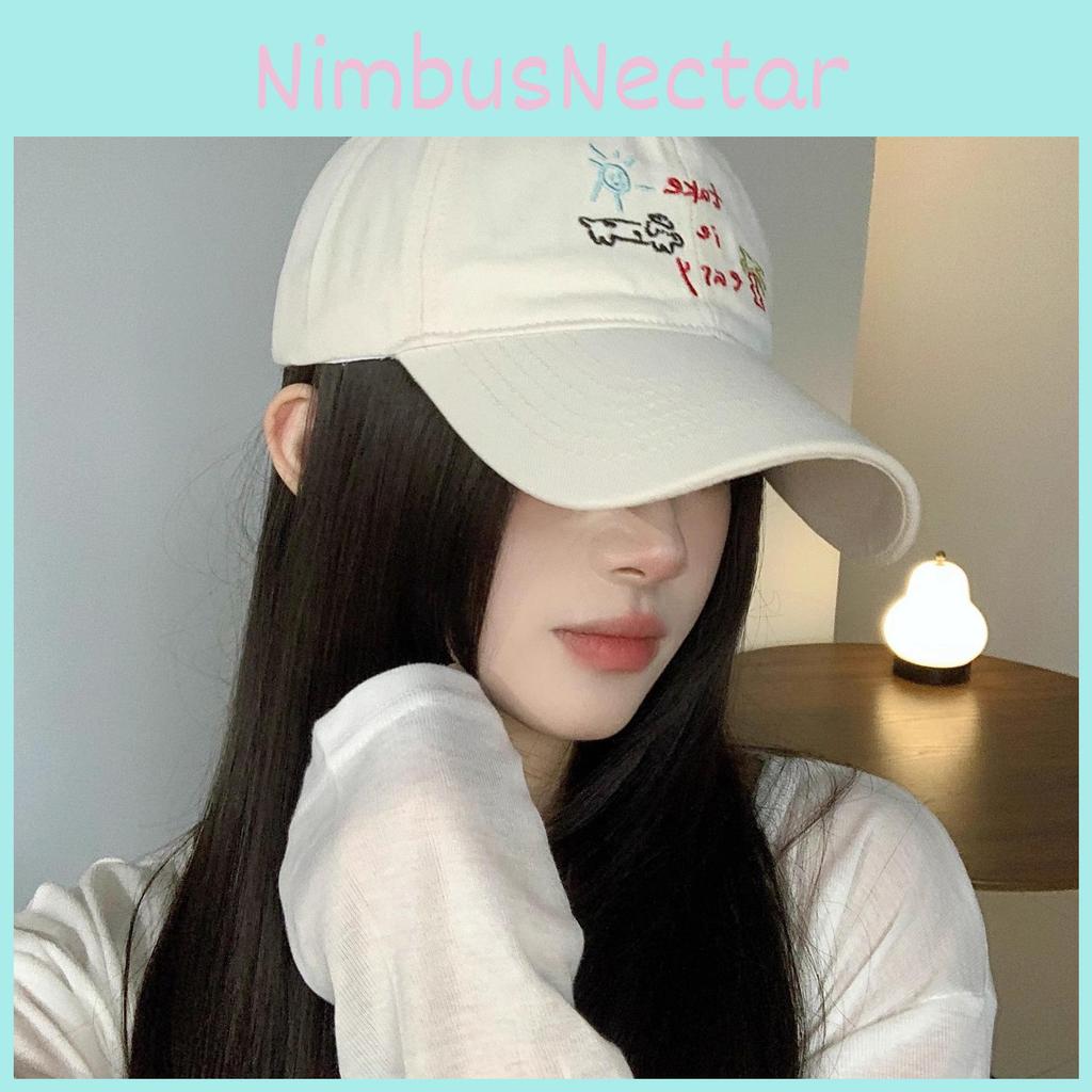 Wide Brim Coconut Tree Puppy Pattern Embroidery Baseball Hat Protection Sun