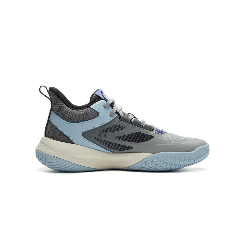 Li Ning Kids Round Toe Comfortable Non-Slip Wear-Resistant Rebound Support Mid-Top Basketball Shoes Kids Basketball Shoes Gray YKBU088-7