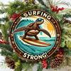 Vintage Surfing Turtle Round Aluminum Sign Retro Wall Art Bar Decor Easy Hang Lasting