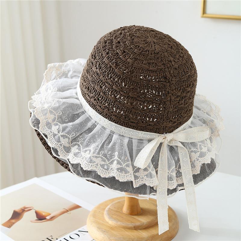 

Women s Vintage Bucket Hat Spring Summer Breathable Face Slimming Outdoor Sunhat Casual Cap Sun Hat Female 56-58cm кавовий