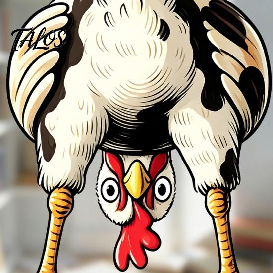 DIY Cuttable Window Decoration Funny Chicken Static Cling, Upside Down Rooster Glass Sticker, Creative Gift for Friends Waterproof Non-adhesive Decal
