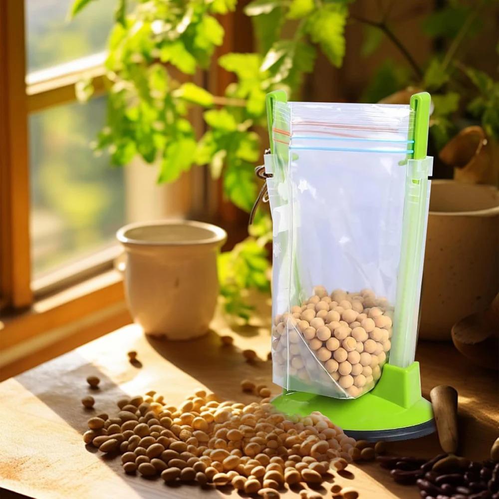 Adjustables Non Slip Food Storage Bag Holder Fresh-Keeping Freezer Bag Support Reusable Fresh-Keeping Baggy Rack Kitchen Supply