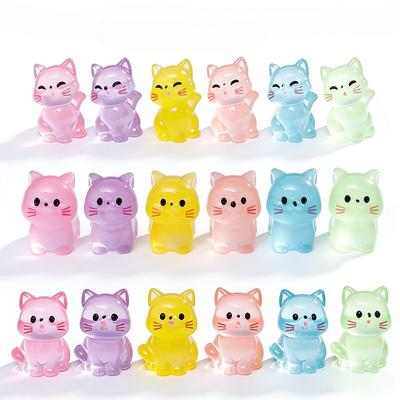 10-100pcs Luminous Mini Resin Cat Tiny Kitten Figurin for Fairy Garden Landscape Aquarium Potted Plant Prank Game DIY Ornament