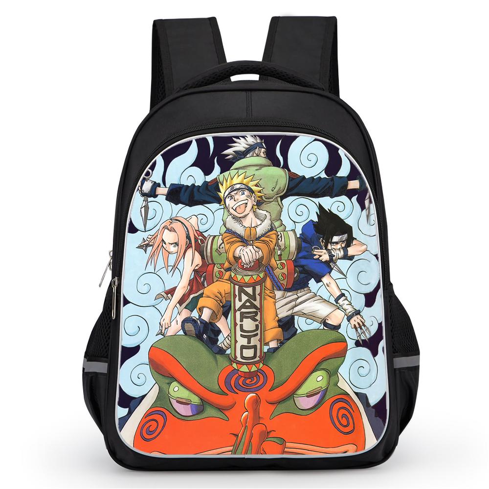 NARUTO Anime Youth Mochila Everyday Backpack,With Adjustable Sling Strap & Front Pocket,Lightweight & Durable,for Boys & Girls Age 5-11