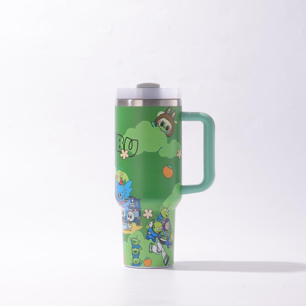 0oz Car Cup Thermos Cup Bingba Cup with Handle Strap Straw Cup