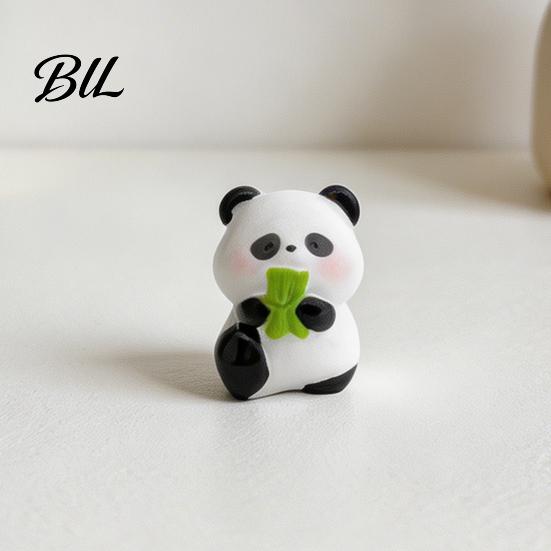 Mini Versatile Figurine 2 Pcs Panda Figurines Cute Resin Statues DIY Miniature Adorable Model Cake Toppers for Fairy Garden Micro Moss Landscape