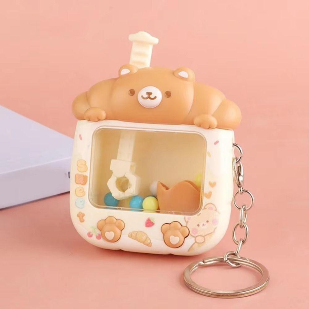 Plastic Mini Claw Machine Keychain Little Panda Funny Finger Toys Car Key Chains