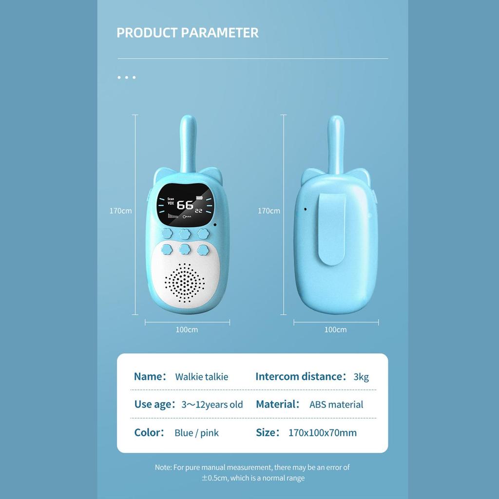 2-pack Barn Walkie Talkies 22 Kanaler Tvåvägsradio 3 KM Räckvidd Handhållen Original