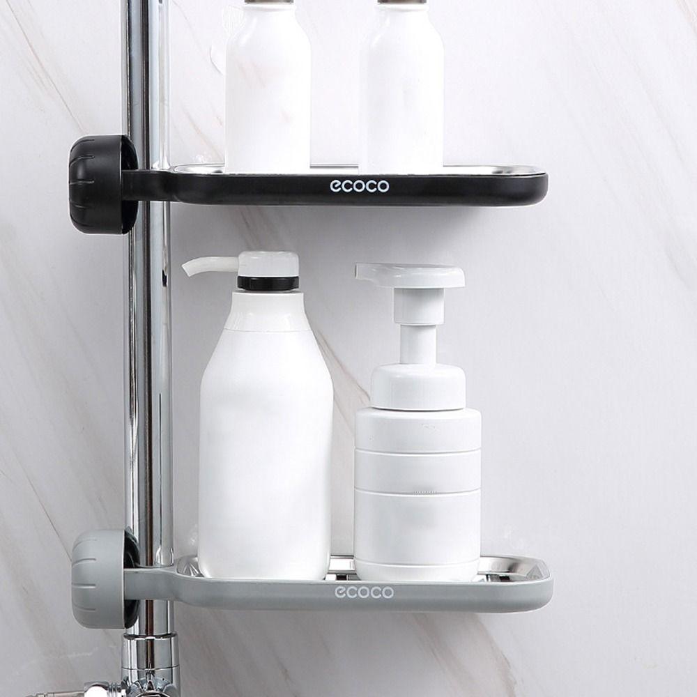 

Adjustable Shower Shampoo Holder Quick-dry Faucet Towel Rack Bathroom Gray-Short