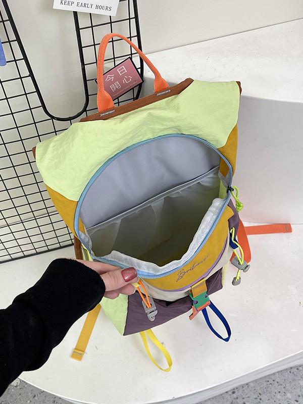 Women's Large Capacity Color Block Retro Hiking Backpack - Multifunctional Outdoor Mountaineering and Cycling Bag