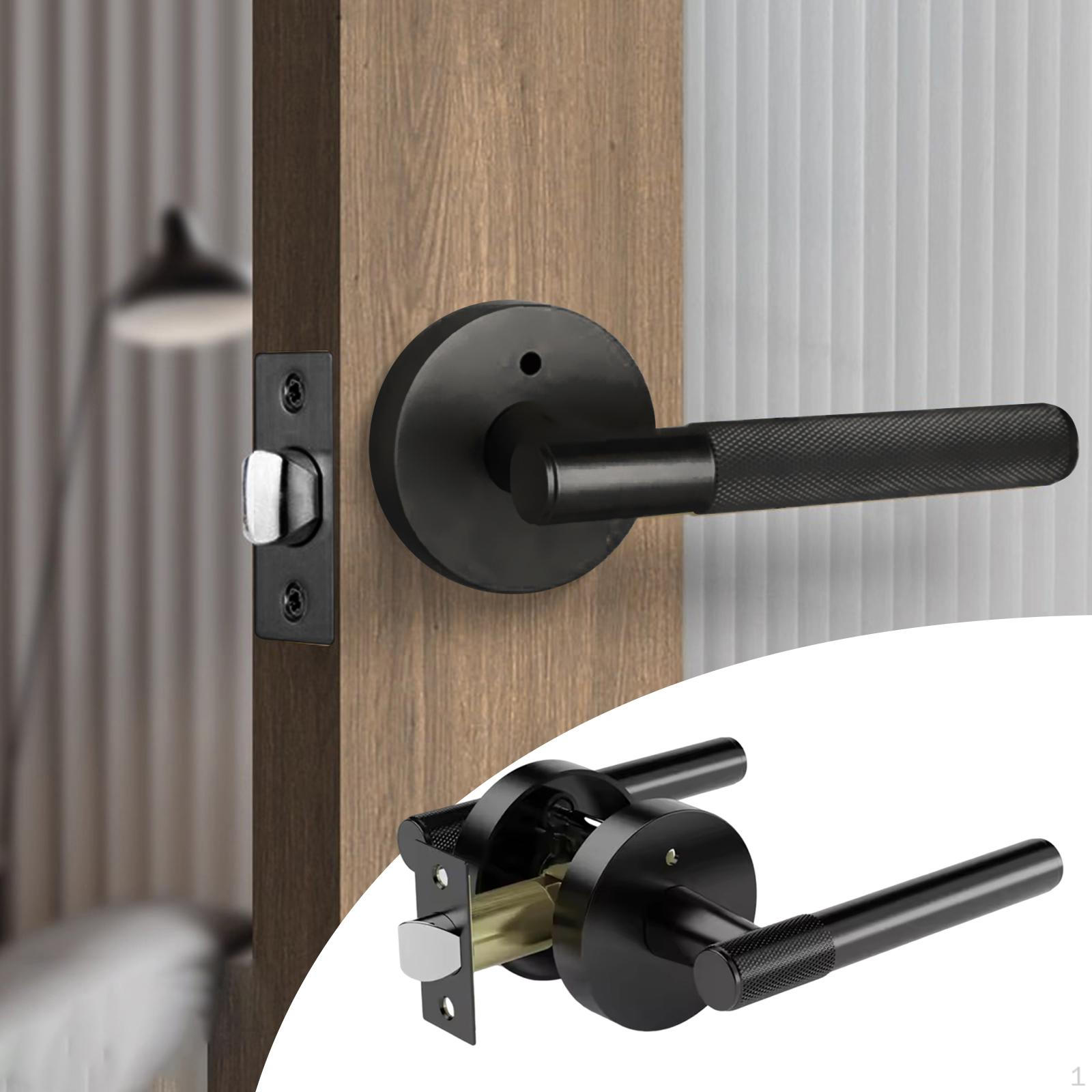 

Door Handle for Interior Doors with Lock, Knurled, Round, Keyless Systems,