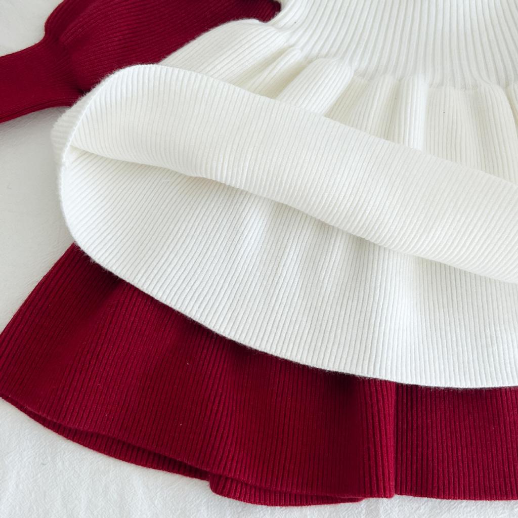 2022 jesień dziewczęca sukienka z dzianiny zachodnia księżniczka sweter z dzianiny sukienka niemowlęca sukienka z długim rękawem