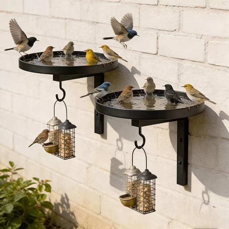 Hook Design Iron Wall Bathtub Bird Feeder Easy Install Weather Resistant Outdoor Courtyard Ornament