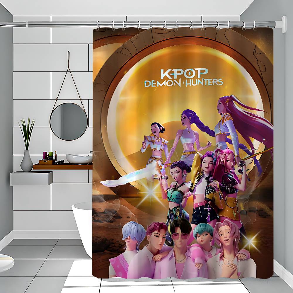 

Cool Kpop Demon Hunters Simple Bathroom Shower Curtain Shielding Partition Shower Curtain Quick Dry Can Be Scrubable 90x180 cm