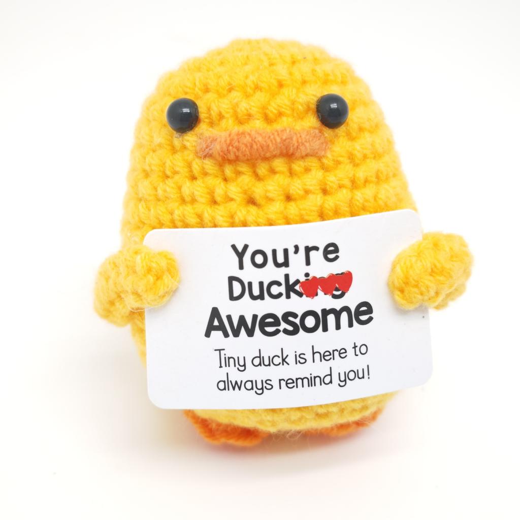 Cute Handwoven Positive Energy Duck Ornaments Handmade Crochet Support Emotional Long Leg Duck Home Room Decor Christmas Gift