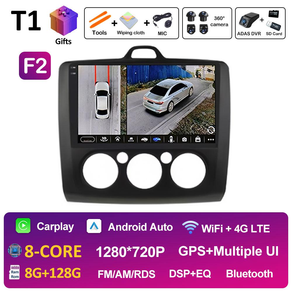 Android Auto Wireless Carplay For Ford Focus 2 3 Mk2 Mk3 2004 2005 2006 2007 2008 - 2011 Car Video Player 2.5D Touch Screen WIFI
