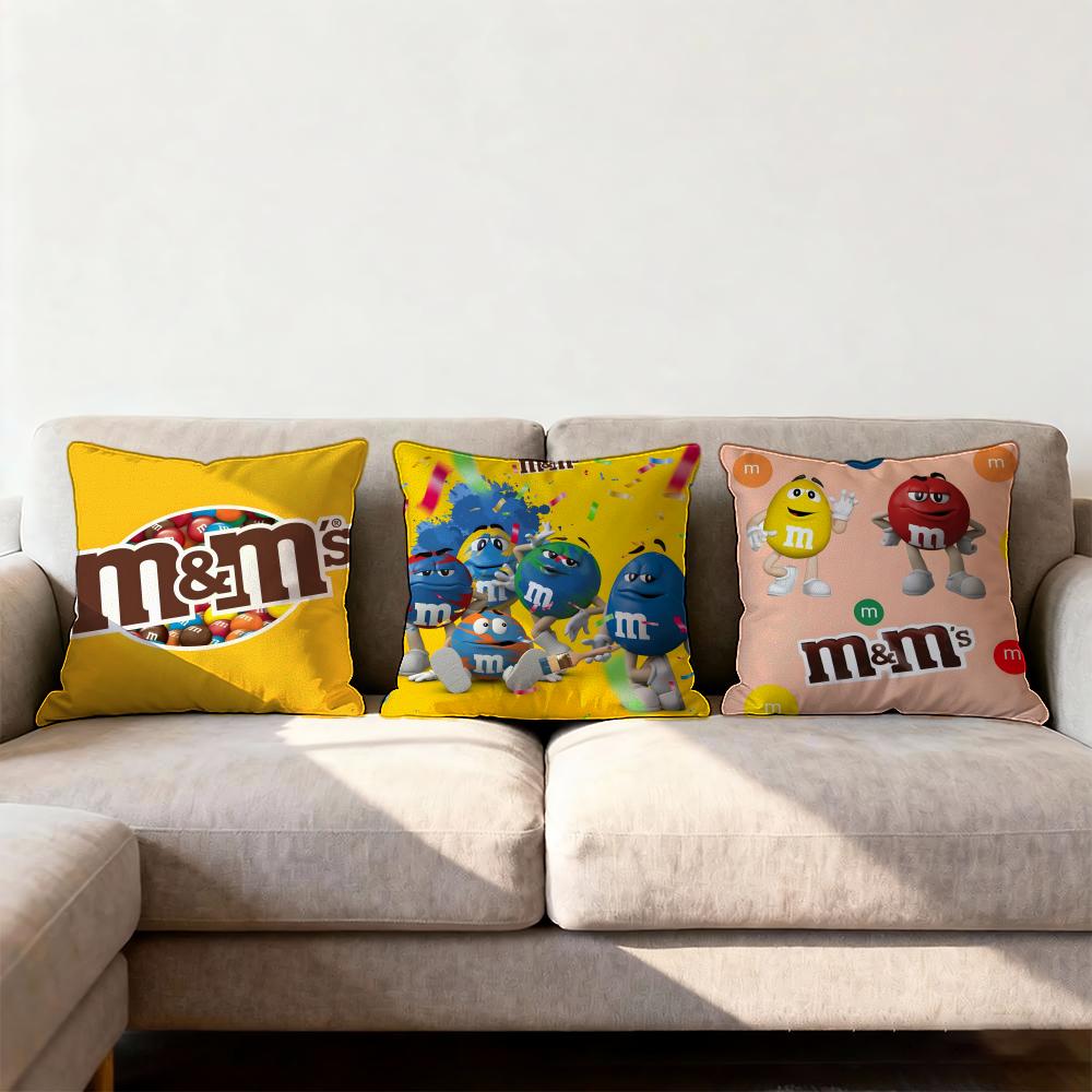 M&M's Cushion Cover Premium Comfort Reversible Pillow Cove -Two In One Design for Any Room & Car Interior