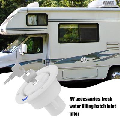 RV Water Inlet Replacement Lockable RV Water Inlet Valve With Keys Temperature-Resistant Trailer Replacement Fill Hatch Lid For