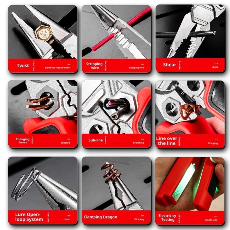 Wire Stripping Plier with Electricity Measurement Electrician Plier 9 In 1 Multifunctional Wire Stripping Plier