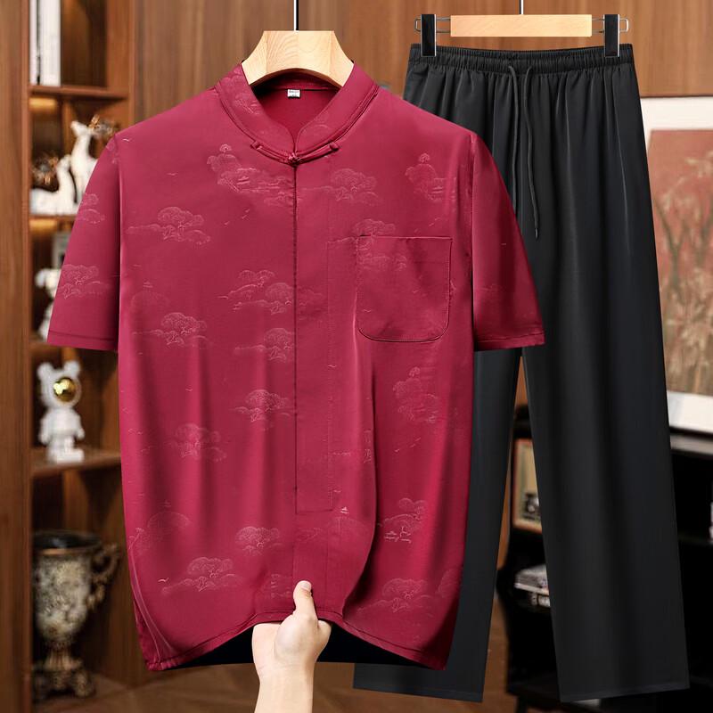 Yuzhaolin Men's Summer Tang Suit Set