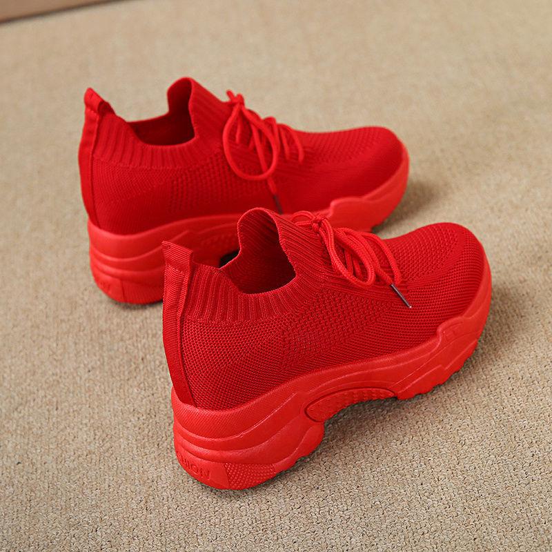 2026 Neue Damen Plateau-Sneaker Sommer Atmungsaktiv Lässige Sneaker Höhensteigernd Weiße Schuhe Laufschuhe Damenmode