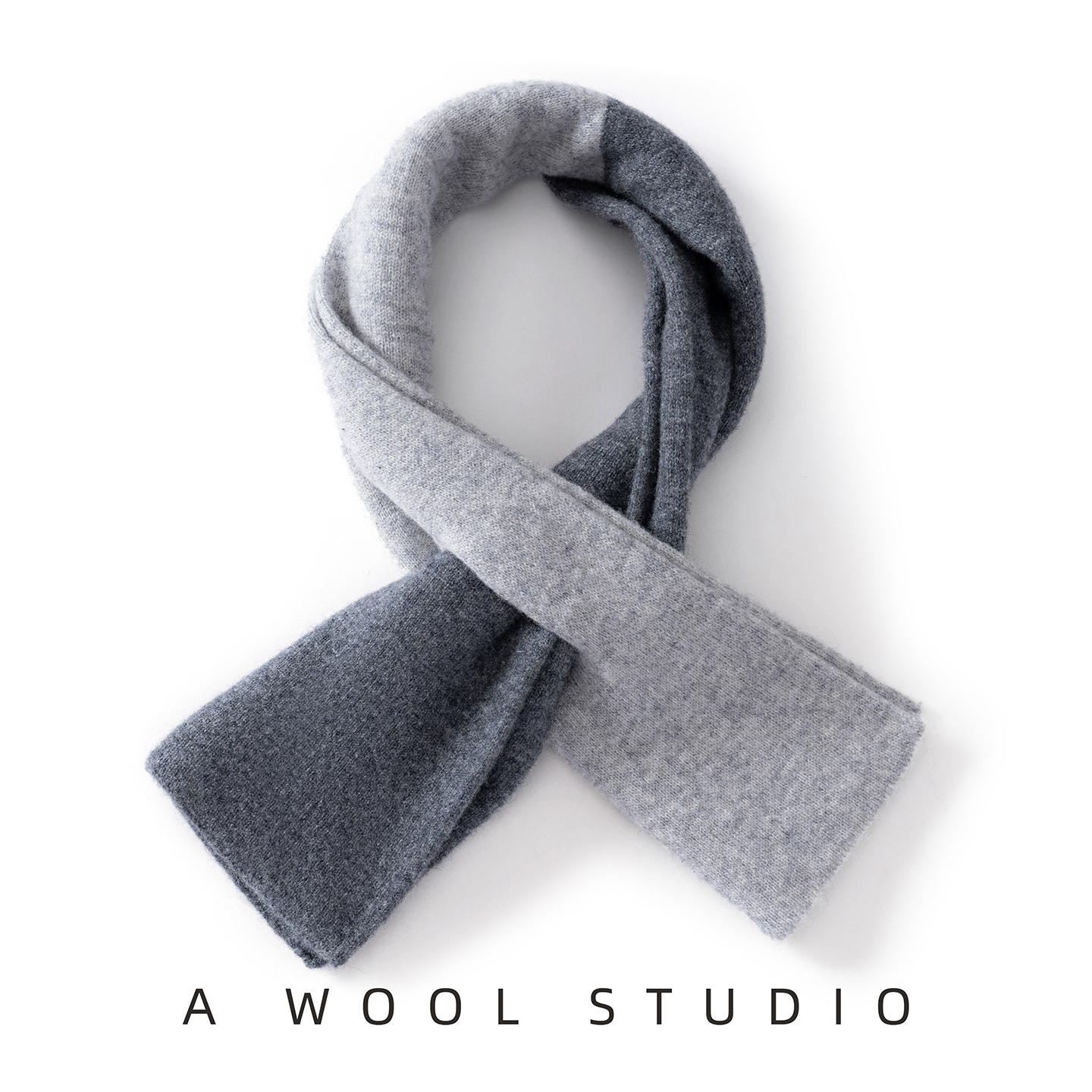 Women 100% Wool Two-Tone Perforated Scarf Knit Winter Warm Soft Stylish Versatile Lightweight Breathable Cold Weather Accessory