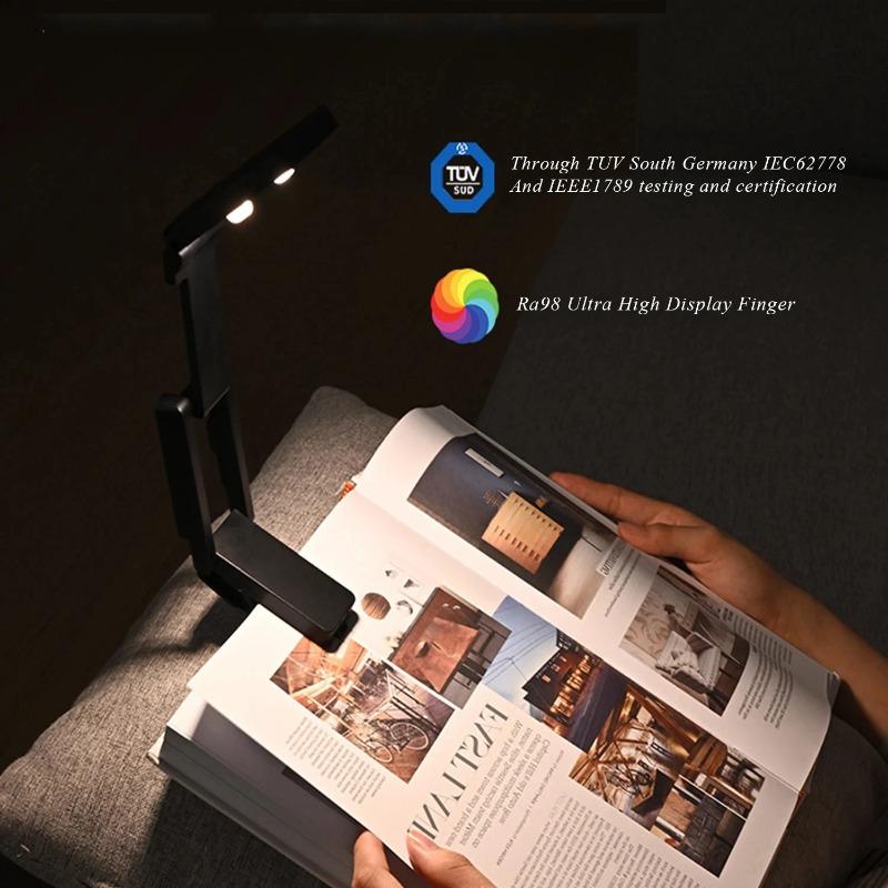 Rechargeable Book Light LED Clip Reading Light 180°Foldable,Portable Clip On Reading Lamp 3 Colors Eye Protection Desk Lamps