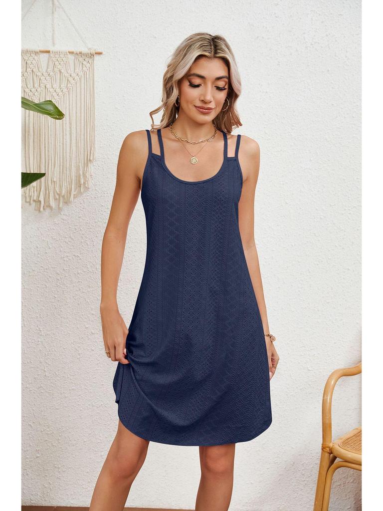 2024 Summer Solid Color Spaghetti Strap Sleeveless Dress