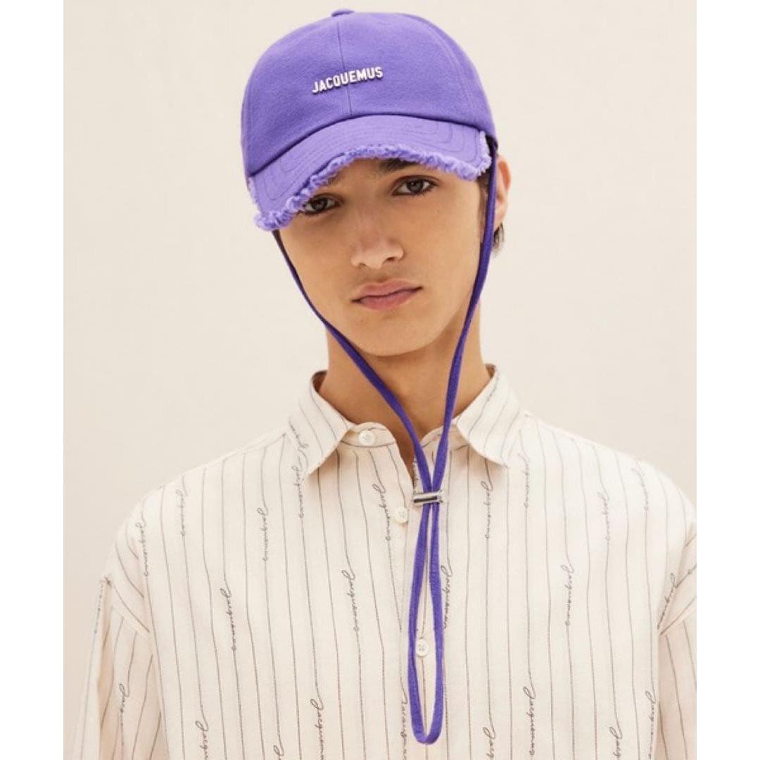 Used JACQUEMUS fringe purple cap 58cm