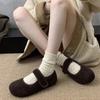 Korean Velcro Mao Mao Shoes Women Wear New Velvet Single Shoes Warm Cotton Shoes Flat Mary Jane Doudou Shoes In Winter