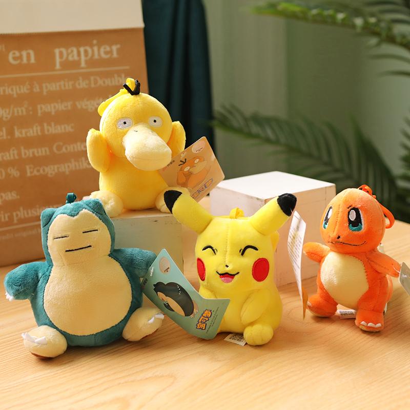 Plush Keychain Cartoon Toys Pendant Doll Anime Figures Pikachu Charmander Psyduck Squirtle Snorlax Kids Toy Xmas Gift
