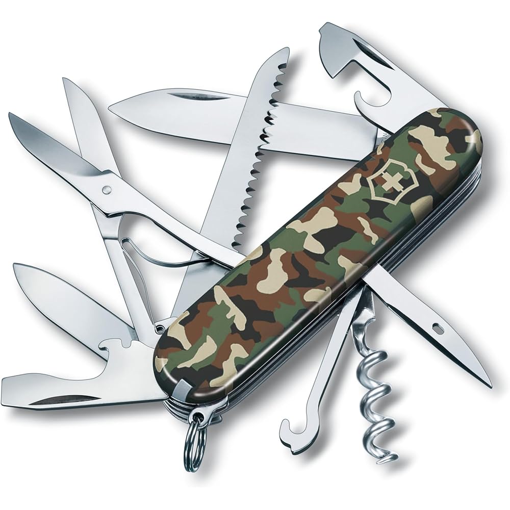 Victorinox Huntsman Camouflage Swiss Army Knife 15 Functions Compact Multi-Tool for Camping Hiking Emergency
