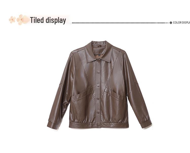 2025 Spring Women's Stylish Slim-Fit PU Leather Jacket - Fashionable Mom's Outerwear for 30s & 40s