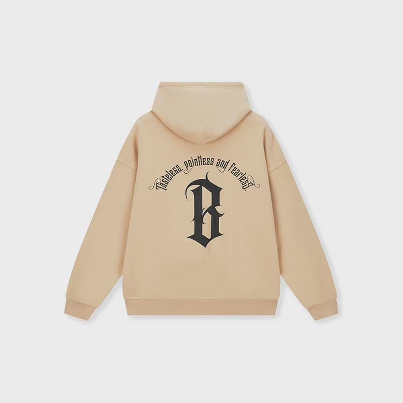 Boneless Arc-Shaped Basic Font Letter Print Heavyweight Sweatshirt American High Street Retro Long-Sleeve Top