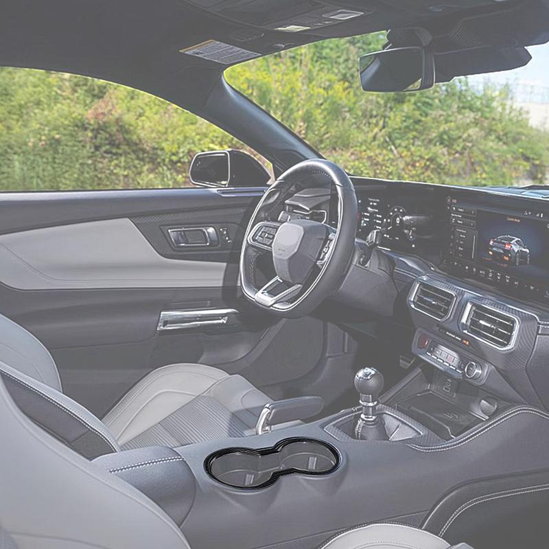 Center Console Cup Holder Trim Carbon Fiber For Ford Mustang 2024-2026 Car Styling Interior Mouldings Accessories Modified