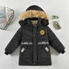 Boys Autumn and Winter Thickened Warm Jacket Loose Padded Leisure Hooded Zip Outerwear