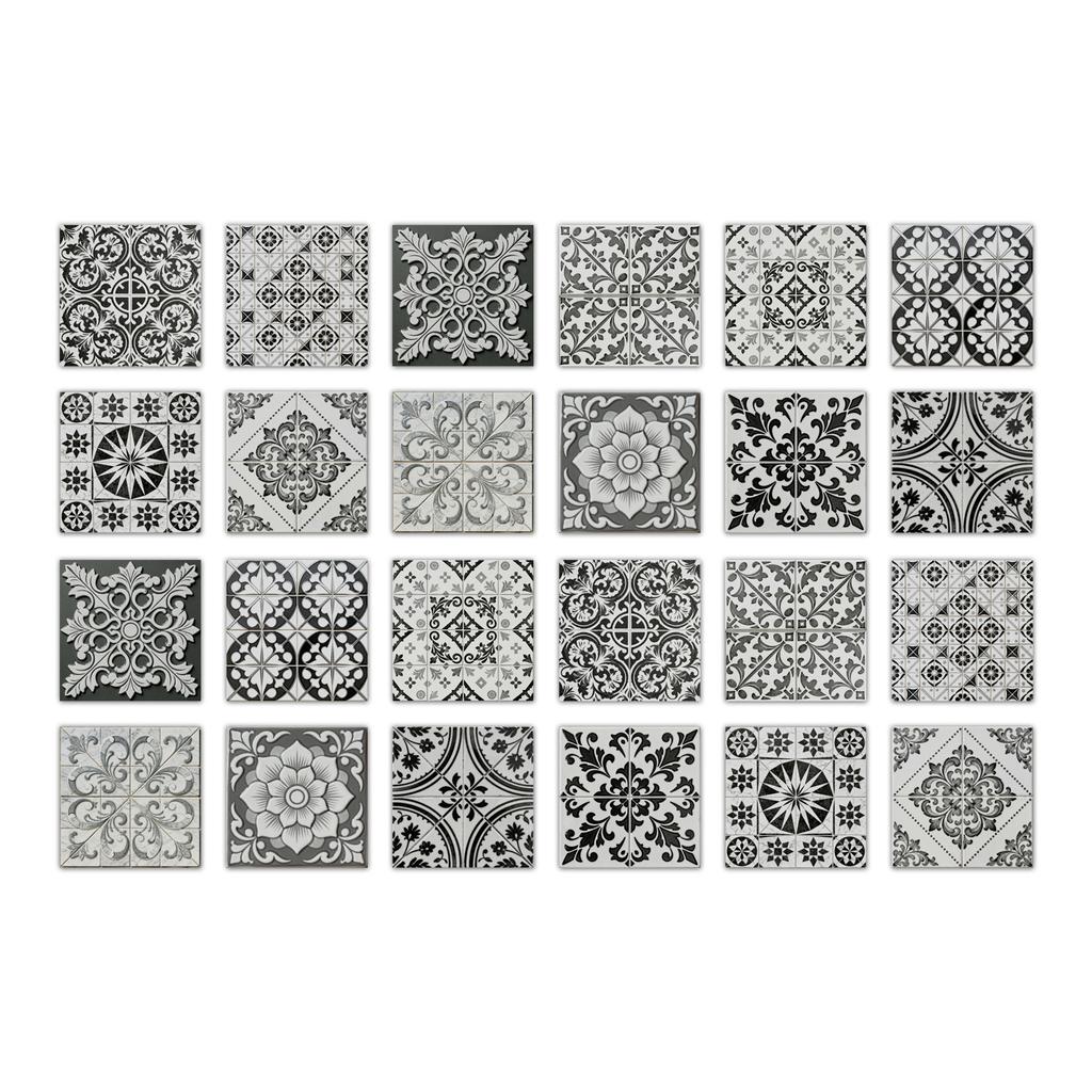 24pcs Mandala Wall Stickers Kitchen Self-Adhesive Waterproof Tile Stickers Bathroom Decor Moroccan Pvc Decal