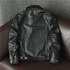 Ny Herr Äkta Läderjacka Smal Passform Koskinn Denim Bikerrock Casual Affärs Kort Rock
