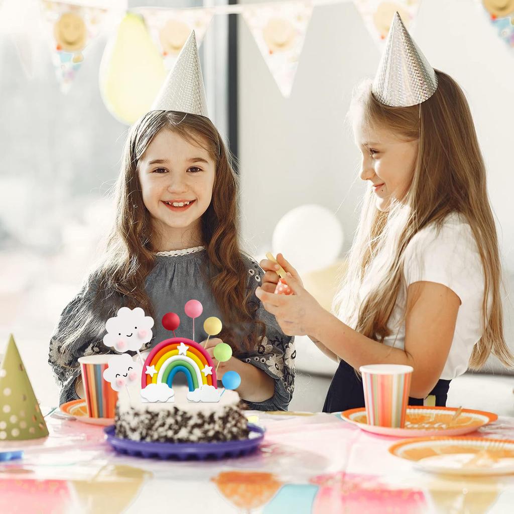 8Pcs Rainbow Cake Decoration Set Rainbow Clouds Balloon Topper for Birthday Wedding Todder Shower Party Decoration Supplie