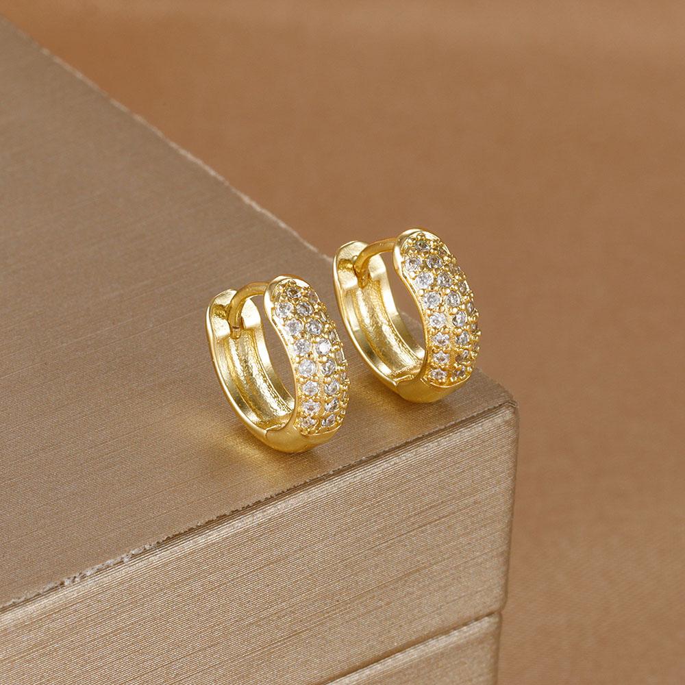 2 Stück Edelstahl Huggie Minimal Creolen für Damen Kleiner Mehrfarbiger Kristall Großer Runder Kreis Ohrring Piercing Schmuck