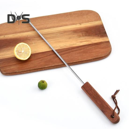 BBQ Steak Grill Hook Meat Turner Wooden Handle Stainless Steel Food Flipper for Grilling Vegetables Portable Kitchen Tool