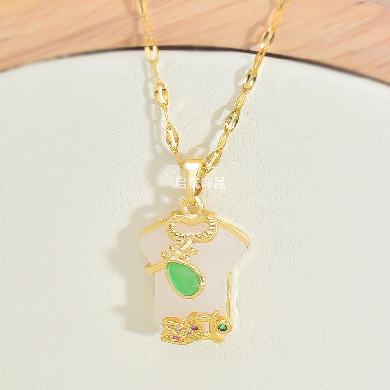 

Ожерелье Ципао из нефрита Хэтянь, женское, в ретро этническом стиле, китайское, креативное, цепочка для ключицы, ювелирное изделие