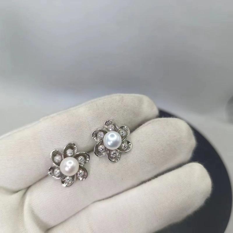 Sace Gems Earrings for Women 925Sterling Silver Pearl Zircon Stud Earrings Engagement Cocktail Party Fine Jewelr Gift