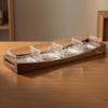 Wood Snack Tray with Glass Bowls Wooden Serving Dishes Appetizer