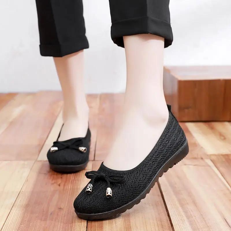 Fashion Ladies Footwear Soft Bottom With Heel Slip-on Breathable Women's Flat Shoes Office Canvas Comfortable and Elegant Lastest Y2k 39