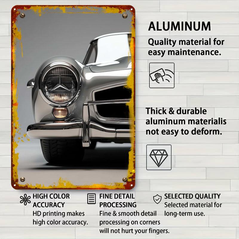 Silver Mercedes-Benz 300 SL Metal Signs Car Poster Pictures Wall Decoration Items Custom Tinplate Sign for Wall Art Decoration